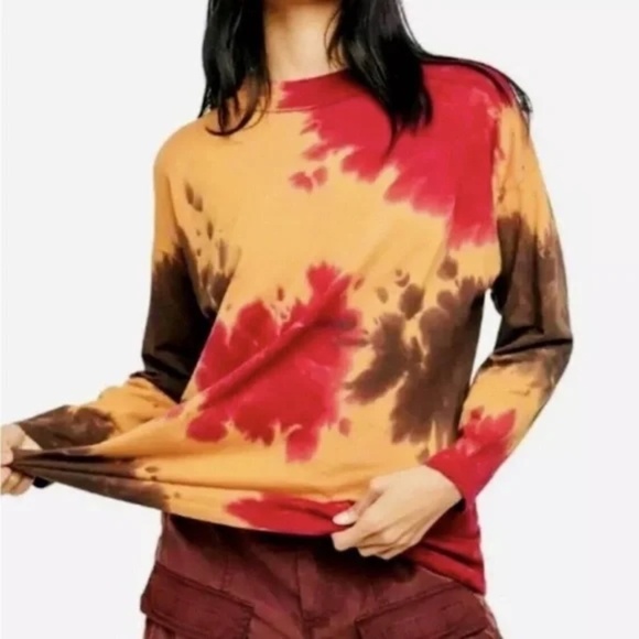 Free People We The Free | French Roast Oversized Cotton Tie Dye Tee, Small - Picture 2 of 8